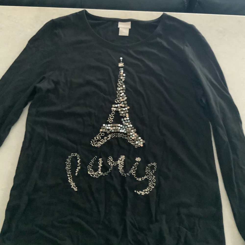 Chico's Black Top with Paris Design